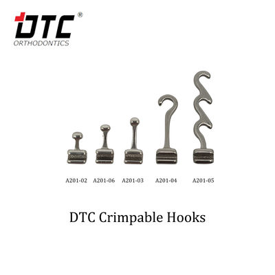 0.018'/0.022' DTC Ortodontia Dentária Gancho Crimpavel de Aço Inoxidável Curto Gancho Longo ou Espiral