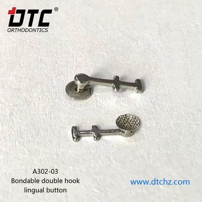 Ortodoncia Dental de aço inoxidável ligável com gancho duplo botão da língua certificado CE